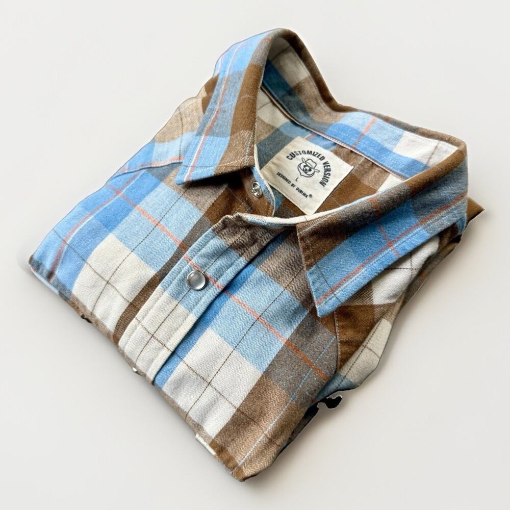 Dubinik Western Pearl Snap Shirt LARGE Ranch Rodeo Cowboy Plaid